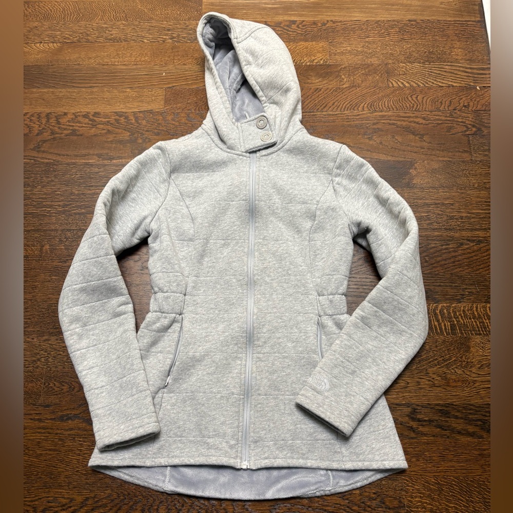 North Face Indi Gray Fleece Sweatshirt Hoodie Jacket XS